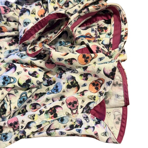 Luciano Visconti Black Skull Print Button-Up Shirt | Size Small | 100% Cotton - Picture 8 of 8